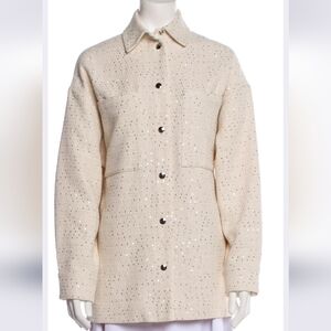 NEW IRO Oversized Quela Sequin Tweed White/Cream Shacket